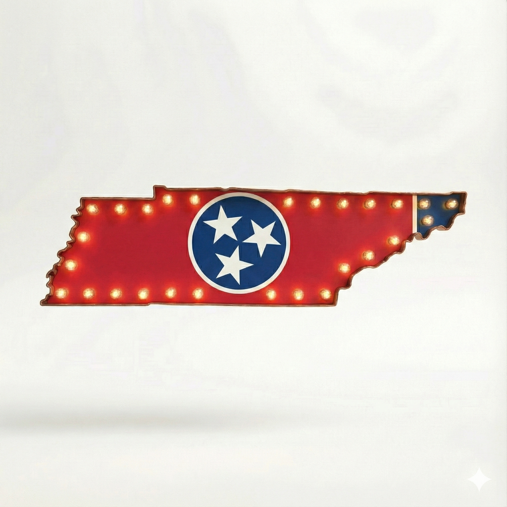 Tennesee State Flag Marquee, Light Up Sign