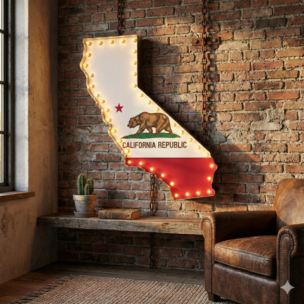 California State Flag Marquee, Light Up Sign