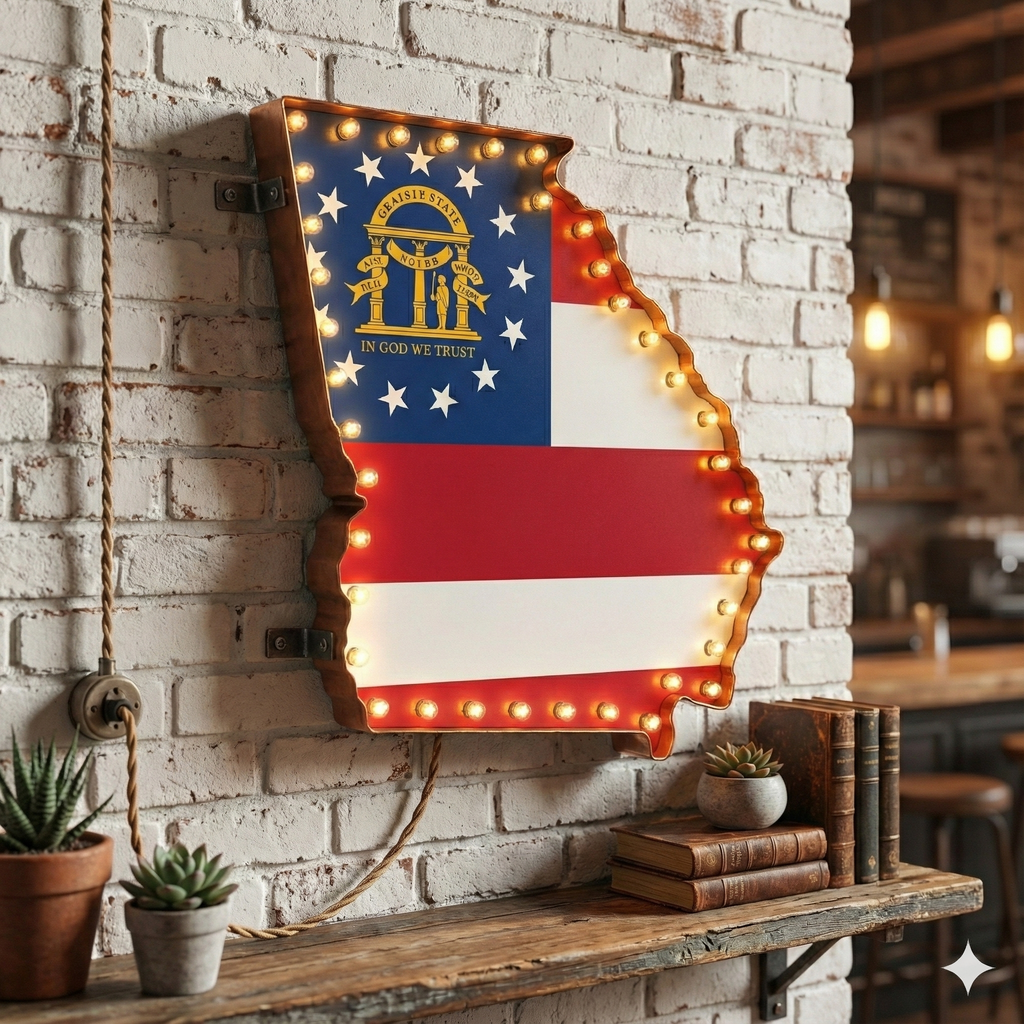 Georgia State Flag Marquee, Light Up Sign