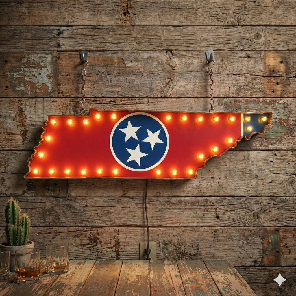 Tennesee State Flag Marquee, Light Up Sign