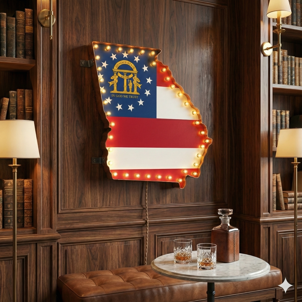 Georgia State Flag Marquee, Light Up Sign