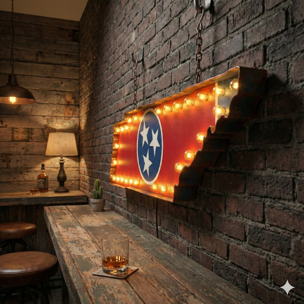 Tennesee State Flag Marquee, Light Up Sign